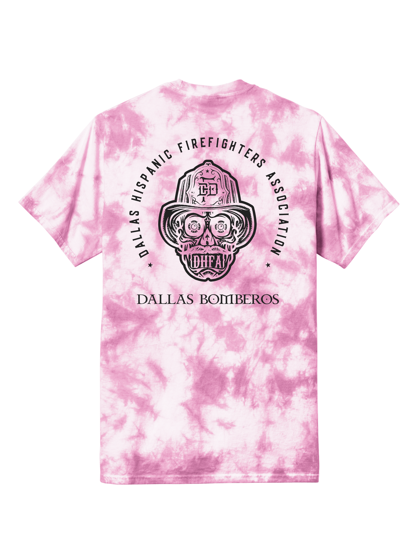 Dallas Bomberos Pink Tie-Dye Candy Skull T-Shirt