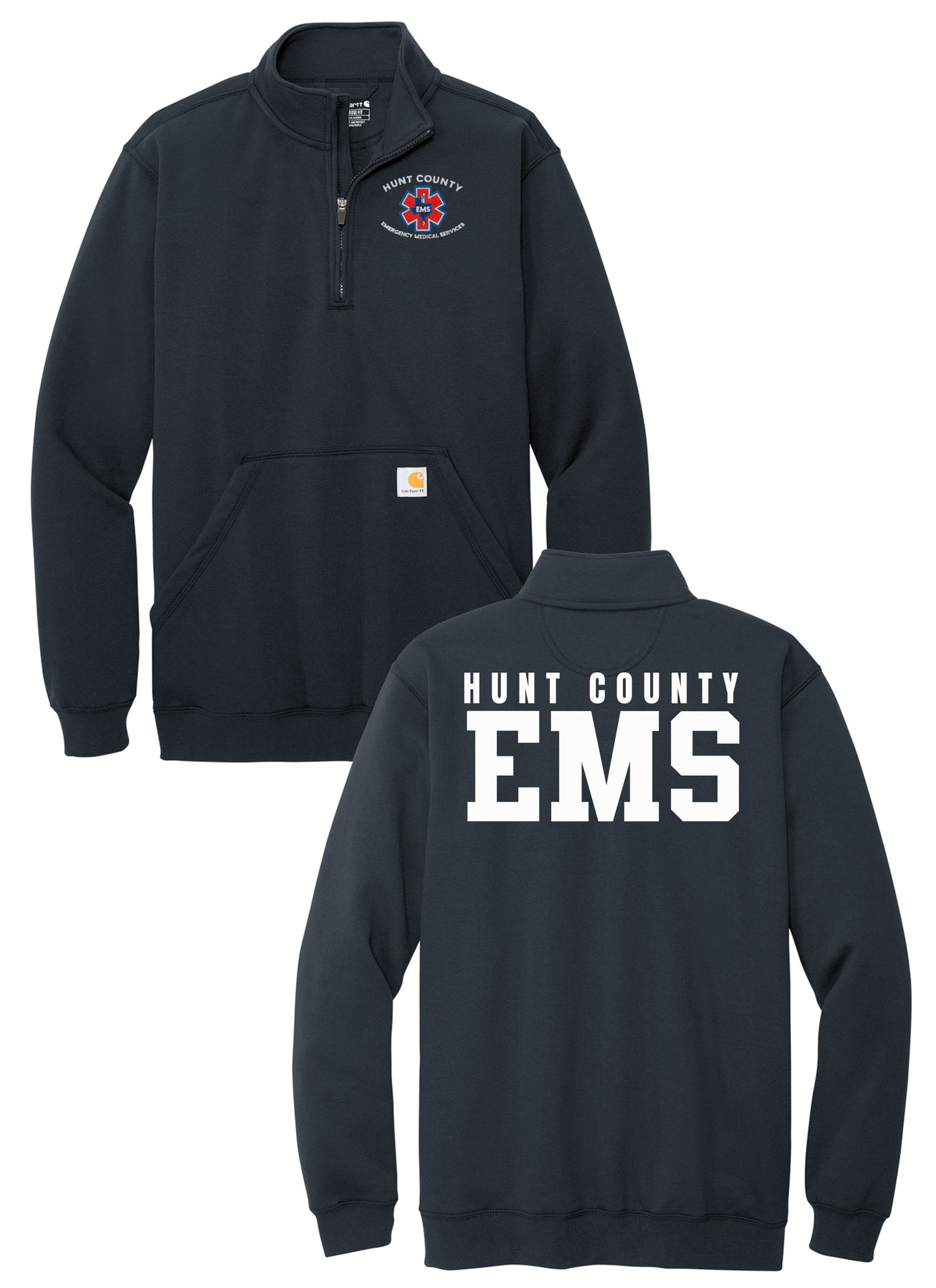Hunt County EMS Carhartt Heavyweight Hooded 1/4 Zip Sweatshirt