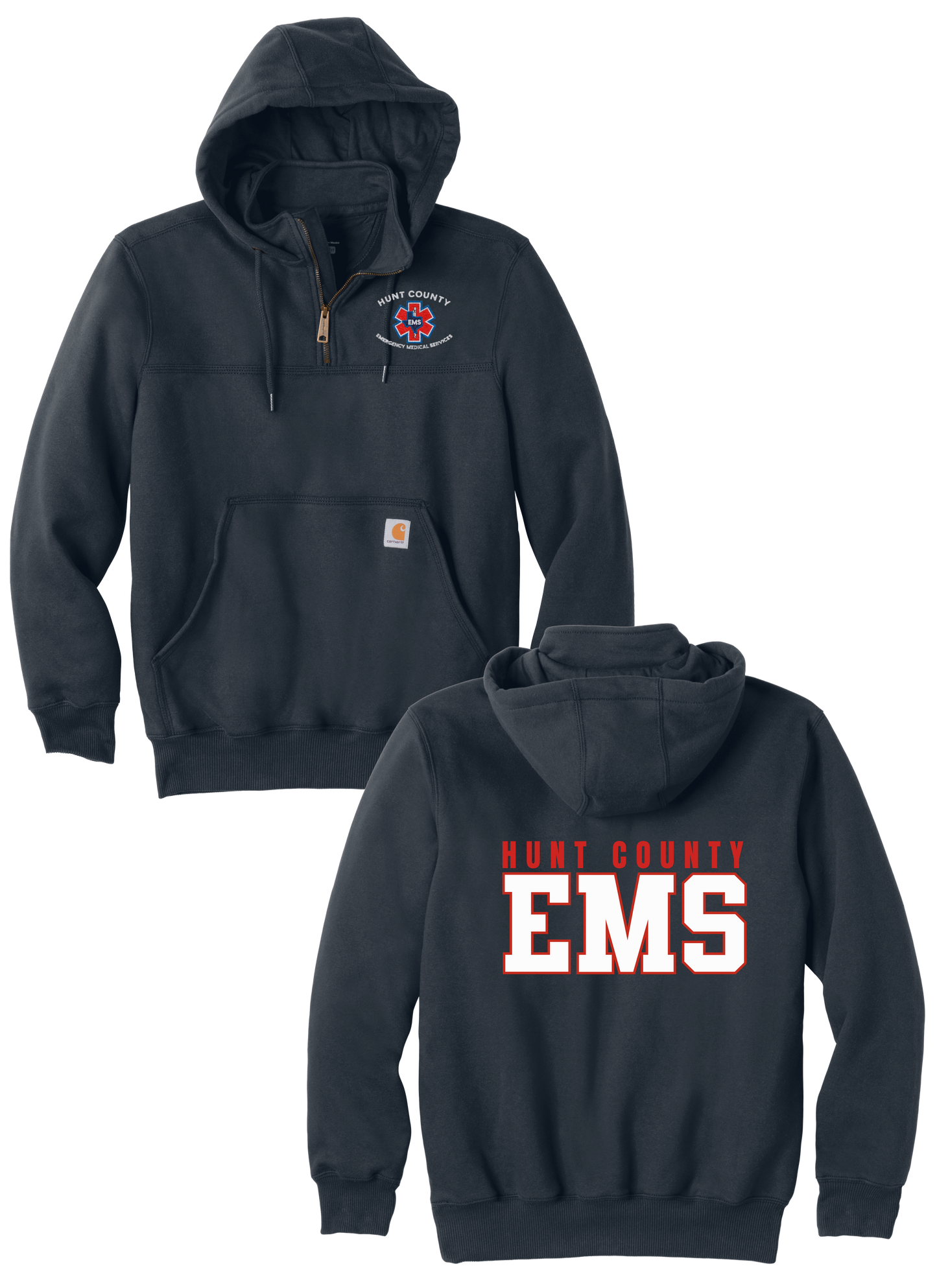 Hunt County EMS Carhartt Heavyweight Hooded 1/4 Zip Sweatshirt