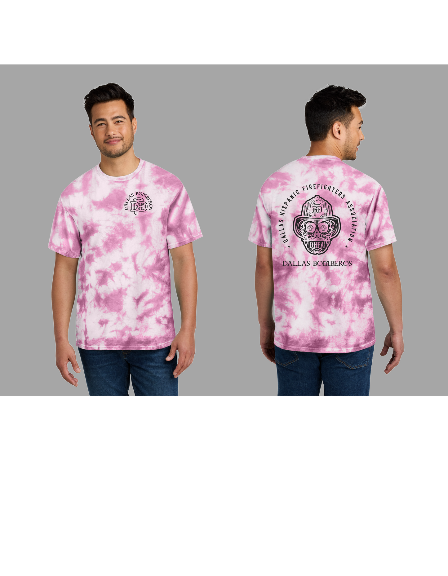 Dallas Bomberos Pink Tie-Dye Candy Skull T-Shirt
