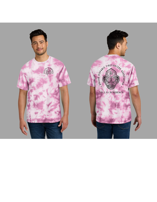 Dallas Bomberos Pink Tie-Dye Candy Skull T-Shirt