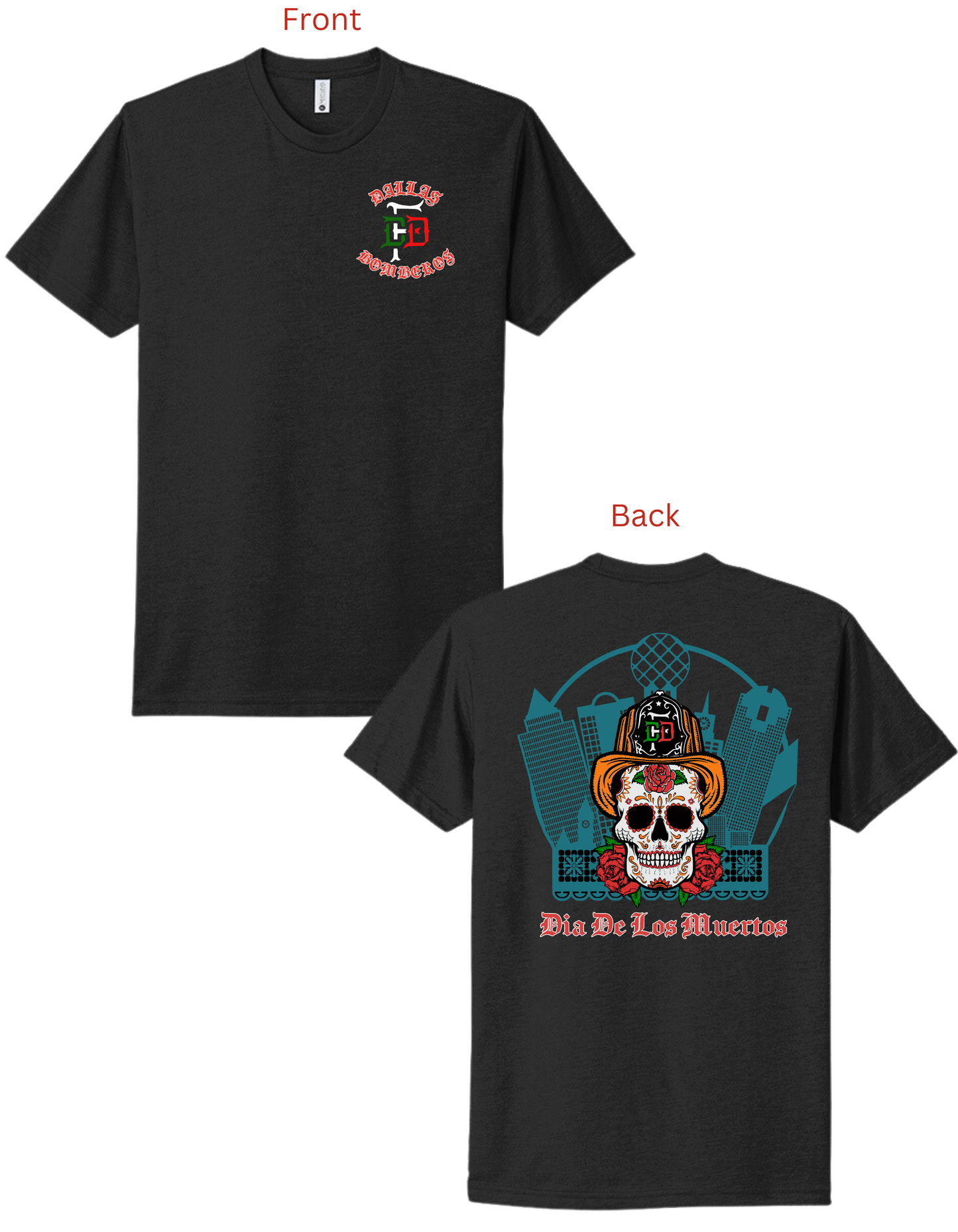 Dallas Bomberos 2023 Dia De Los Muertos T-Shirt