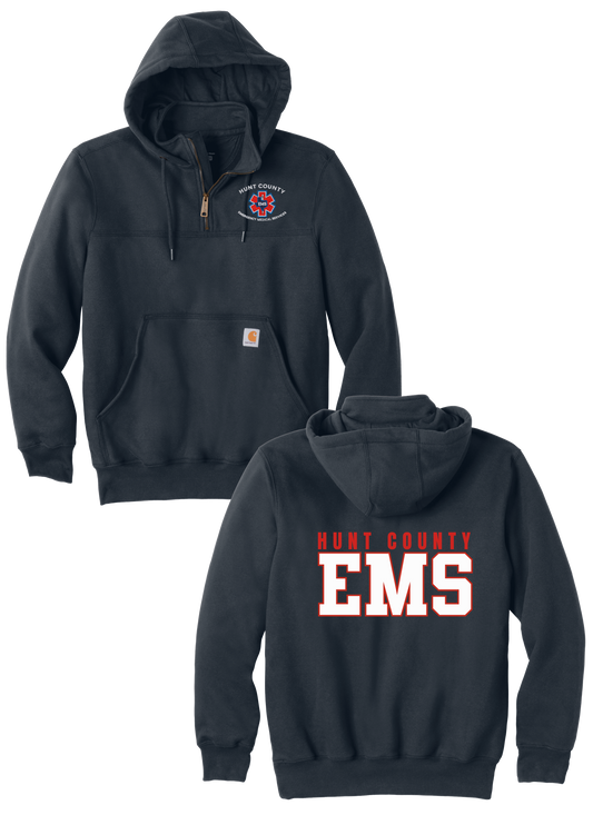 Hunt County EMS Carhartt Heavyweight Hooded 1/4 Zip Sweatshirt