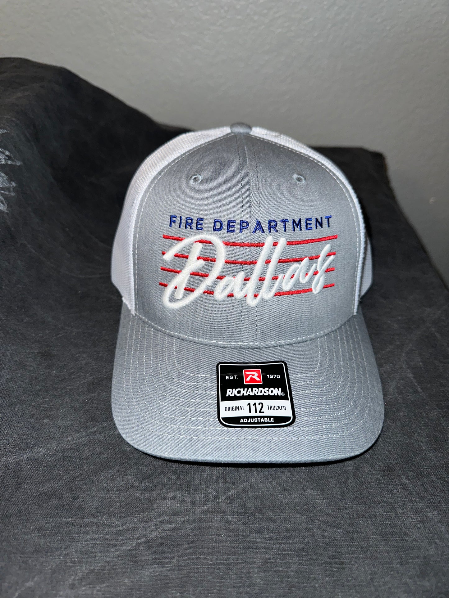 Dallas FD Cursive Design Richardson 112 Trucker Hat