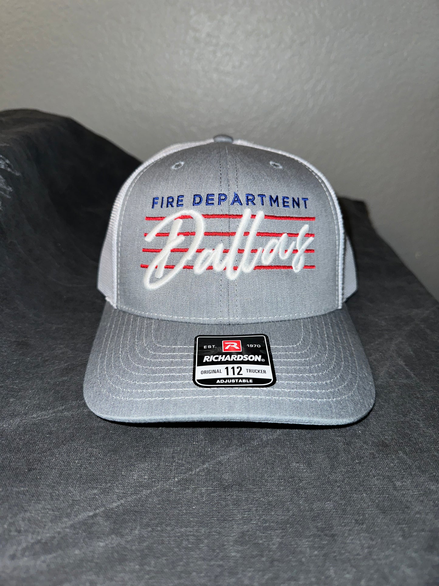 Dallas FD Cursive Design Richardson 112 Trucker Hat