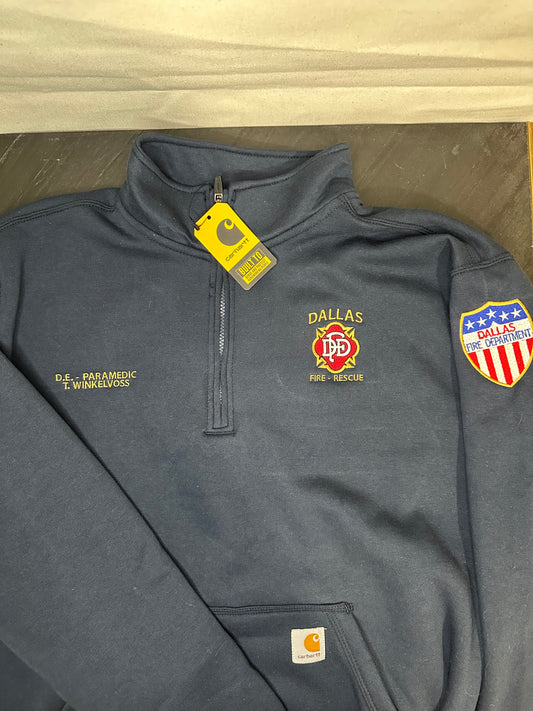 Dallas FD Carhartt Midweight 1/4 Zip Mock Neck Sweatshirt